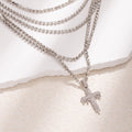 Full diamond cross pendant necklace wholesale fashion cross-border accessible luxuryclassy sense accessories women's stylish stacked clavicle chain