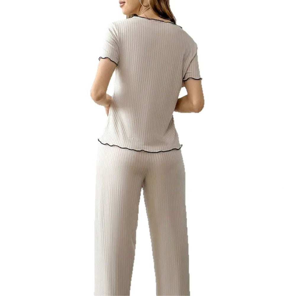 Bowknot pajamas women's summer thin short sleeve outwearcasual home clothes two-piece set cross-border new style