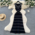 Dopamine pure desire style stripesknitting sleeveless dress women's summer silmslimming look street stunning chic long skirt