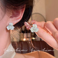 Super sparkly pink gradient zircon flower stud earrings - women's 2026 new arrival, hot spring/summer style, high-end elegant earrings