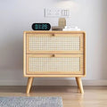 Rattan bedside table wooden cherry color walnut color log color scandinaviancasual style mini solid wood storage cabinet