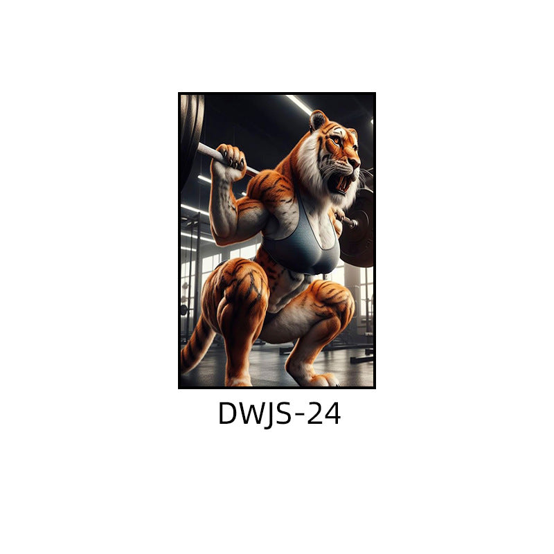 Gym decorative painting industrial style boxing hall hanging painting taekwondo martial arts hall fighting creative animal cartoon mural