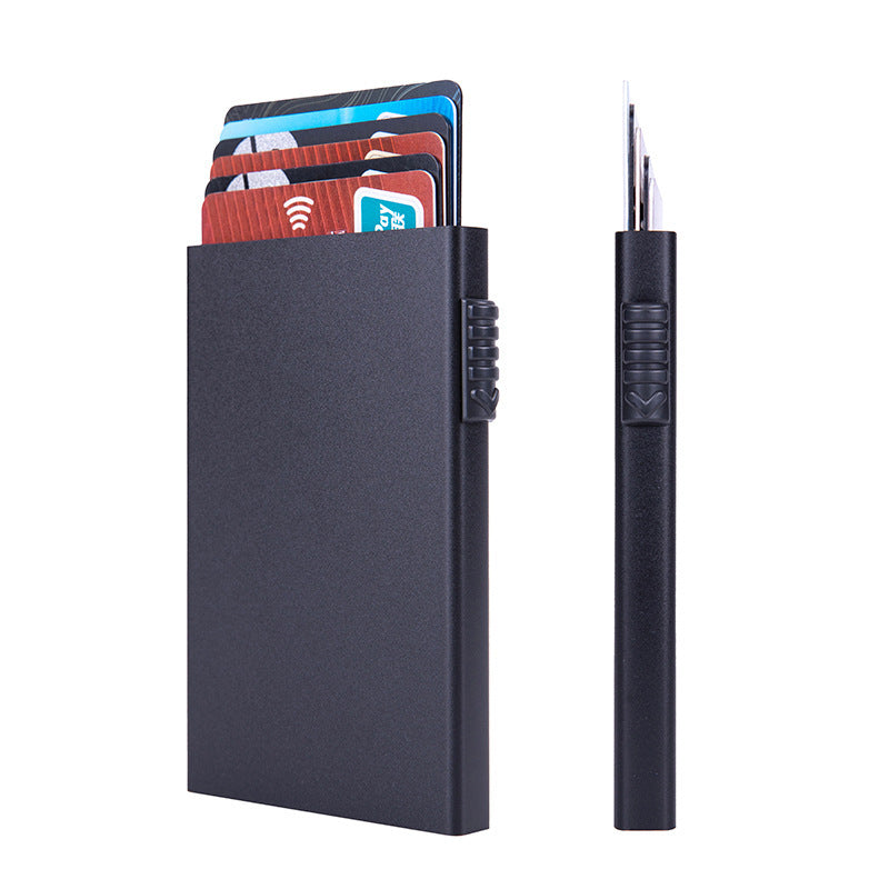 Manufacturer's automatic elastic card type card bag, card cover, metal anti-theft brush, anti-magnetic ID bag, RFID aluminum alloy card box customization