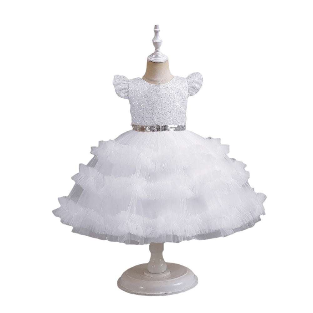 new arrival flutter sleeve children's formal dress tulle princess dress girls' piano performance dress kids dress