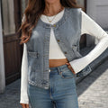 Fashion cross-border export  independent station new arrival denim vest waistcoat fashion denim sleeveless vest for women