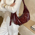 Retro pleated dumpling bag korean niche style oil wax leather satchel bag new arrival hot selling women's bag shoulder underarm bag