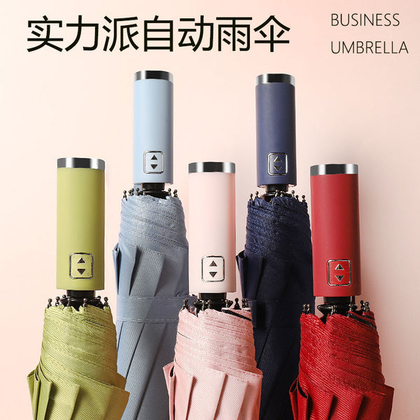 Manufacturer's three-fold business advertising umbrella custom automatic vinyl sunscreen umbrella men's folding high-end parasol
