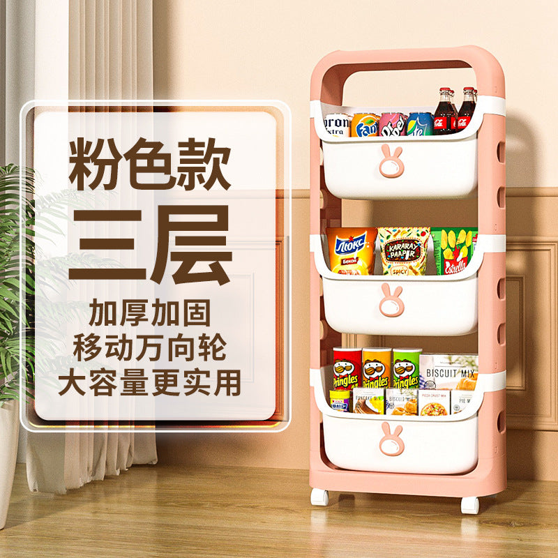 Toy storage rack - home cartoon snack cart - kids' bedroom & living room mobile multi-tier organizer