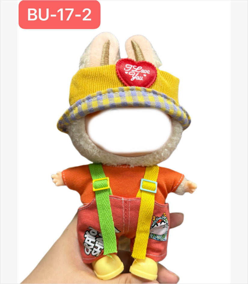 Clothes only, labubu baby clothes, 17cm, first, second and third generation neutralstuffed vinyl doll, dress-up sportswear