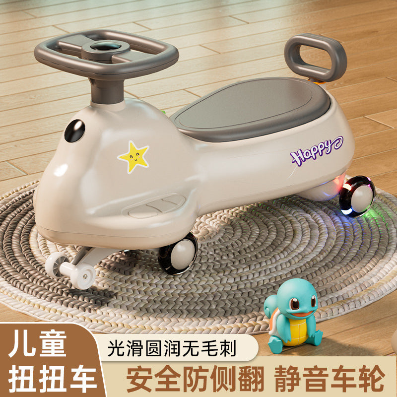 New children's twisting car anti-rollover silent flash wheel swing car 1-3-6 year old boy and girl baby twisting car