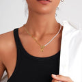 Amazon bestseller: pearl chain link necklace with english letter pendant - pearl chain letter necklace