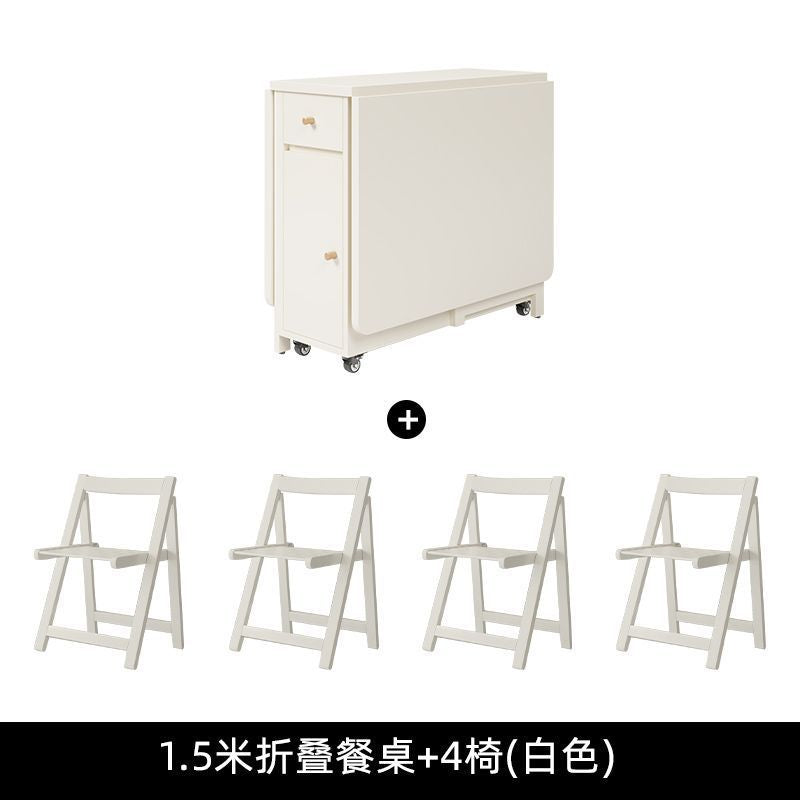 Cream style folding tablefor homefoldablemovable dining table and chair simple multifunctional table dining table and chair combination