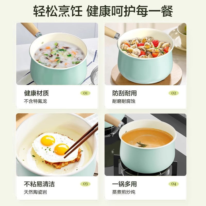 Ceramic saucepan - non-stick, perfect for baby food, instant noodles, and warming milk. suitable for gas and induction cooktops
