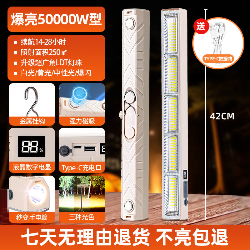 Rechargeable emergency light - outdoor camping magnetic led lamp - extra long battery life - ideal for stalls, street vendors, and night markets