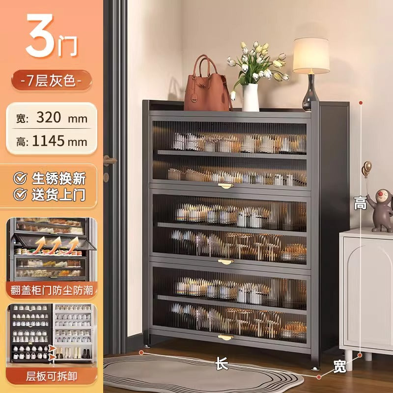Household steel shoe cabinet dust-proof and moisture-proof shoe rack door all-in-one cabinet multi-layer floor-standing storage cabinet large-capacity storage cabinet