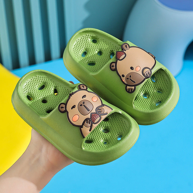 Slippers kidsbath bathroom slippers summer boys and girls cut out leaky non-smelly feet indoor for home soft bottom sandals