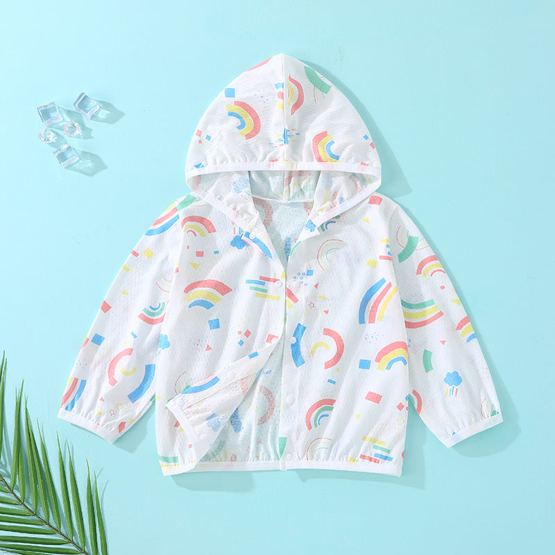 Baby sun protection clothing summer thin breathable pure cotton infant air conditioning shirt boys and girls children's sunscreen outerwear