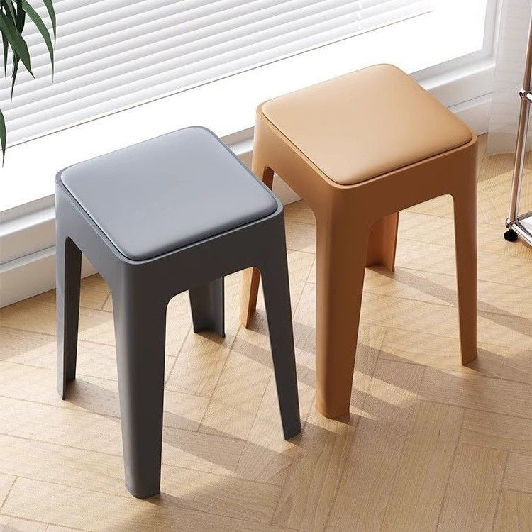 Thickened plastic stool for home use, extra thick, simple, stackable, comfortable for long periods of sitting, high stool, storage, pulley, living room