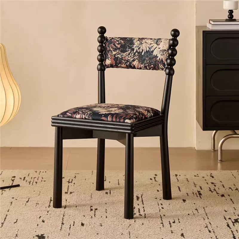 French chinese retro style dining chair for home living room chinese ancient style chair designer solid wood upholstered backrest makeup stool