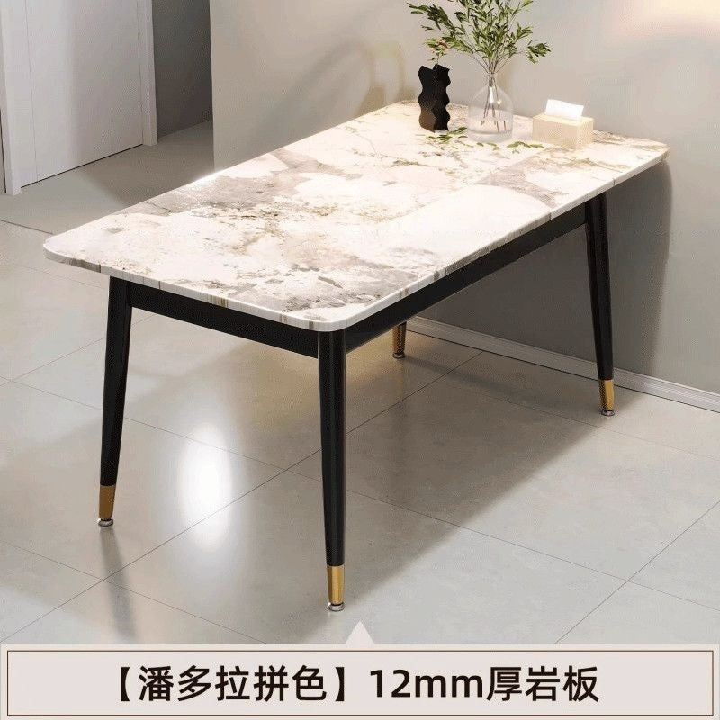 Rock slab dining table and chair combination dining table for home small apartmentaccessible luxury living room dining table rectangular modern marble casual