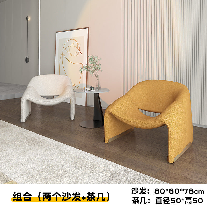 Nordic single sofa chair plaid crab chair small round table accessible luxurycasual casual chair modern creative popular single chair