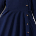 girls' clothing,  autumn/winter new arrivals, european and american style, export-quality, big kids' long-sleeved, side-button, casual and elegant dress