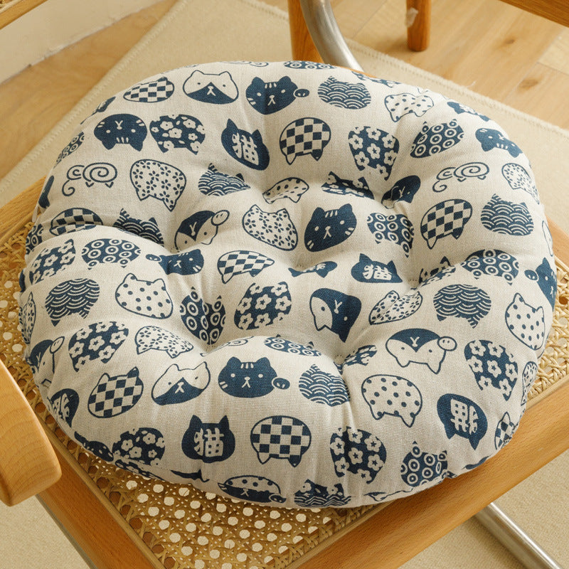 Bedroom cotton linen futon tatami lazy cushion floor round breathable lazy chair mat summer thickened