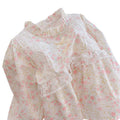 Girls' floral print babydoll top - new korean style, sweet french lace long sleeve cotton top, suitable for all seasons