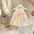 summer new girls' tulle dress - stylish baby rainbow princess sleeveless sundress