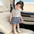 【dropshipping】summer  tank top set - sleeveless new girls' summer outfit with stylish printed cartoon mini skirt