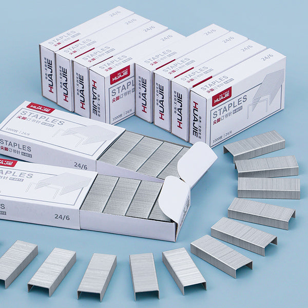 Huajie Staples 24/6 Pointed Staples No. 12 Universal Stapler Nails Electroplating Anti-rust Strong Penetration