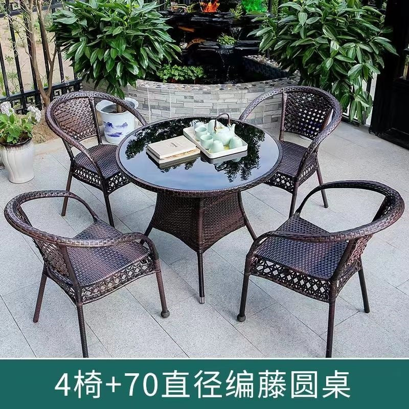 Three-piece rattan chair set casual tea table courtyard rattan outdoor table and chairs balcony tea table and chairs balcony casual table and chairs