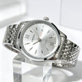 men's watch - hollow-out, waterproof, trendy luminous, dual calendar, stainless steel band quartz watch - business style for men
