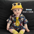 Summer lightweight short-sleeve romper for newborns and young babies - korean style, stylish outfit for going out, summer crawling suit