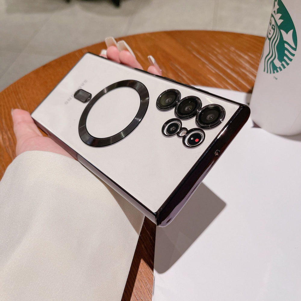 Suitable for samsung s26ultra electroplated magnetic wireless charging mobile phone case a35 all-inclusive lens cd pattern transparent soft case