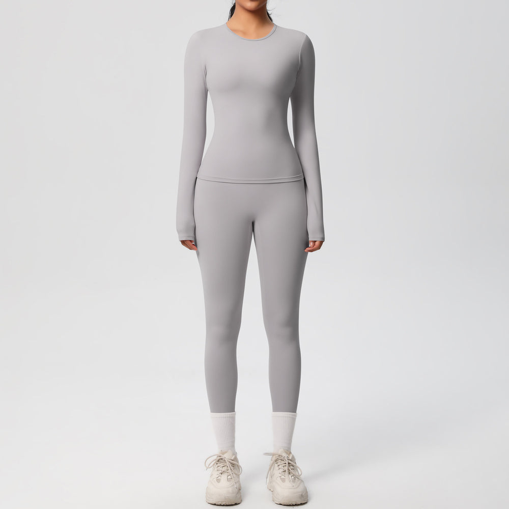 New arrival: european and american style solid color double-sided brushed breathable compression yoga set - 8 piece activewear set for running and fitness