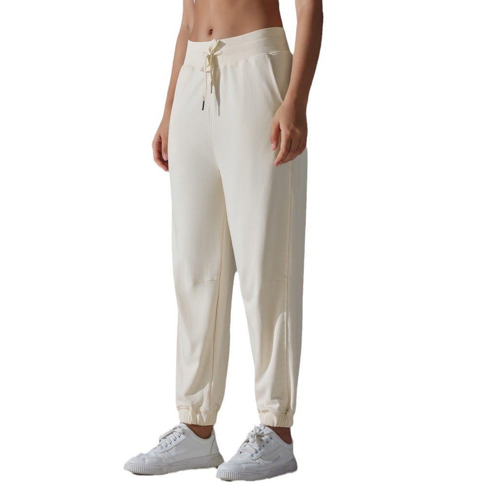 New drawstring solid color high-elasticity athletic sweatpants - breathable, loose-fit yoga pants for women, perfect for training, running, and fitness - ankle length