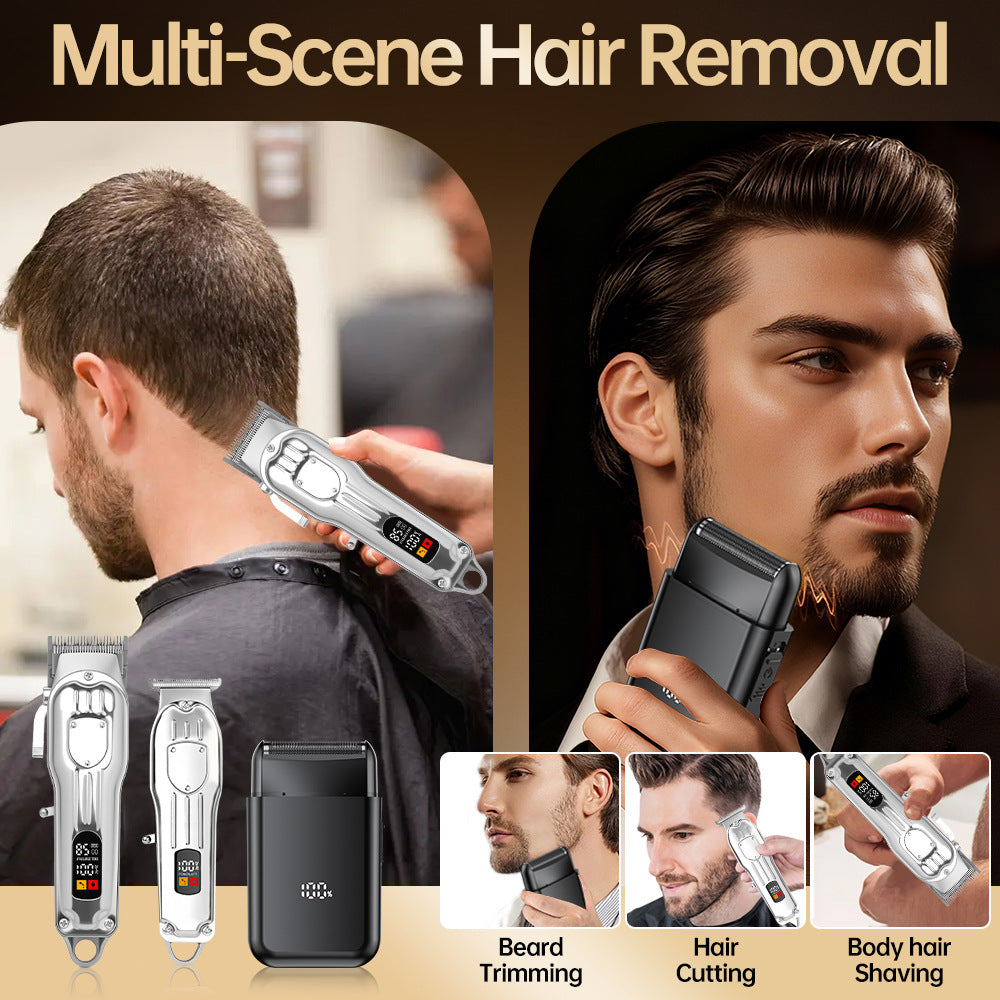 new arrival metal hairdresser sub-mother machine suit oil head engraving digital display hairdressing scissors suit electric clipper clipper
