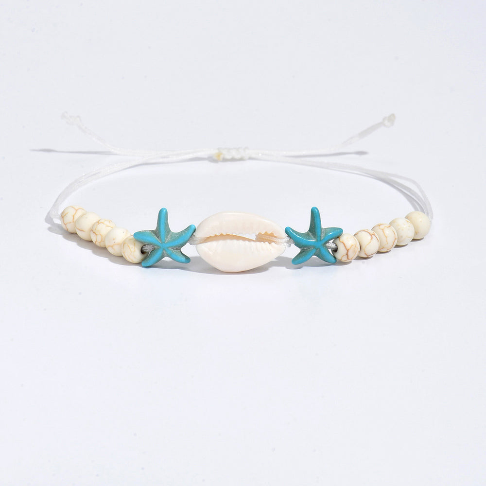 Wholesale seashell bracelets - european & american cross-border summer ocean resort style - starfish charms, adjustable beaded couple bracelets