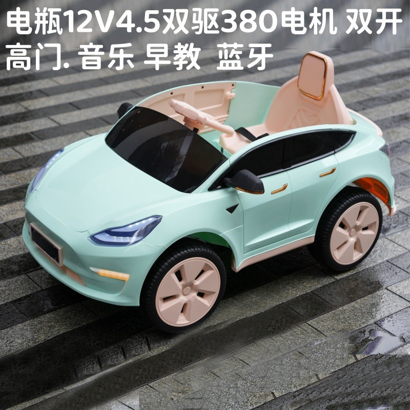 New children's electric car four-wheel car with remote control baby toy car charging can sit and swing stroller toy