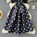 Evening gown women's high-end luxury socialite puff sleeve dress, designer cinched waist tie-up fluffy french maxi dress
