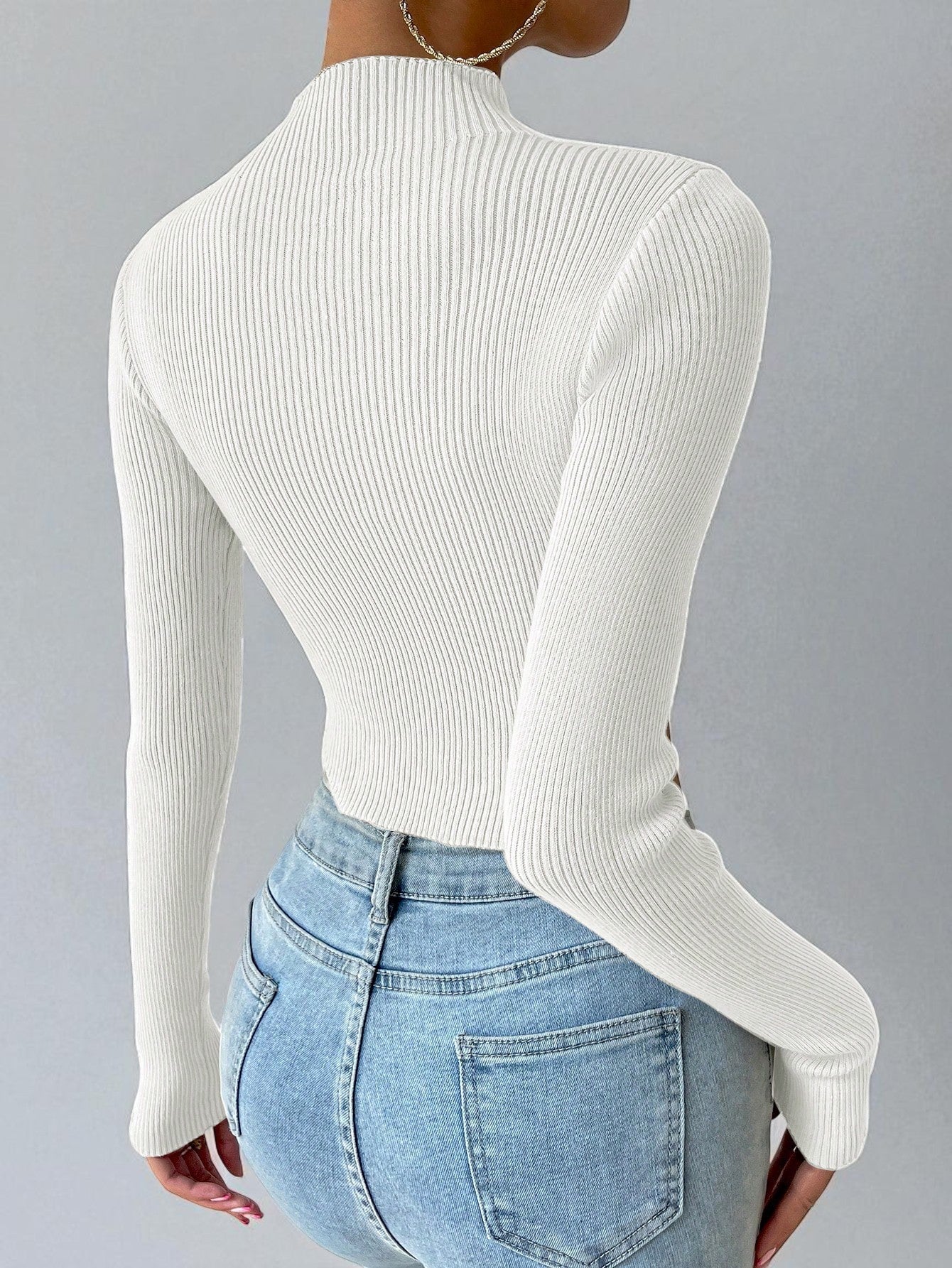 European and American  women's clothing 2025 autumn and winter new semi-turtleneck sweater women's knitted sweater short top bottoming shirt