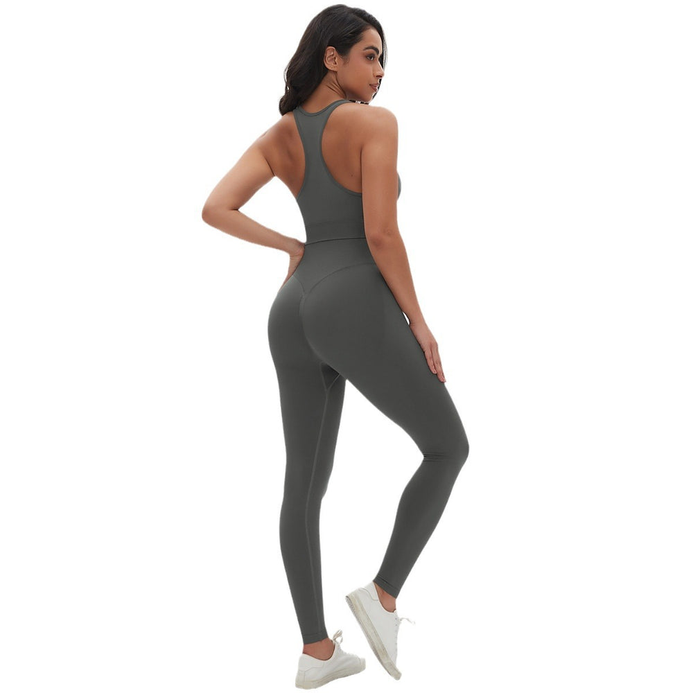 European and american seamless yoga outfit sexy backless sports bra set peach lift tight breathable running fitness set