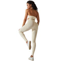 Spring/summer new solid color knitted seamless peach lift leggings with sports bra set - yoga & fitness apparel for women