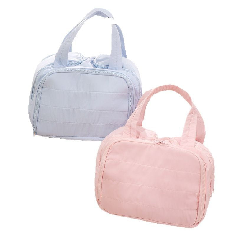 Xiaohongshu same cosmetic bag large capacity double wide opening fluffy storage bag partition travel handbag wash bag