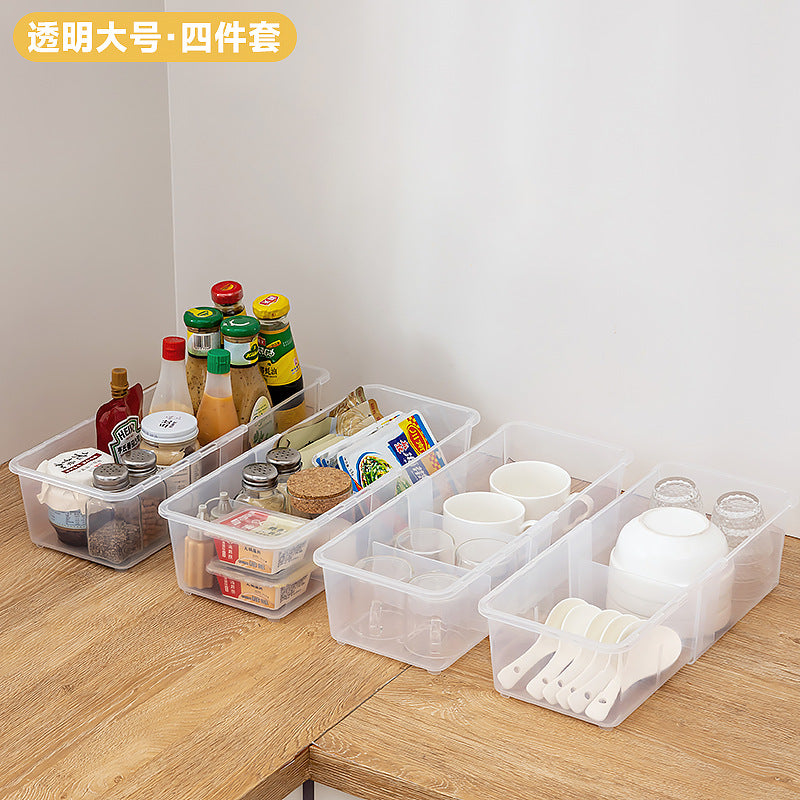 Cabinet sundries, long storage box, seasoning products, plastic seasoning box, narrow and long refrigerator grid egg storage box