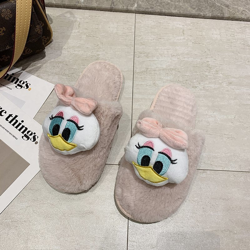 Fluffy slippers 2024 new winter cotton slippers home women's cartoon indoor men's couple home fluffy slippers