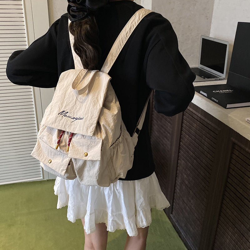 Large capacity women's casual backpack - new autumn collection, unique and versatile, perfect for students, solid color, minimalist design, commuter backpack