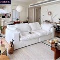 Cloud sofa chenille home cream white wabi-sabi style down sofa removable and washable fabric sofa