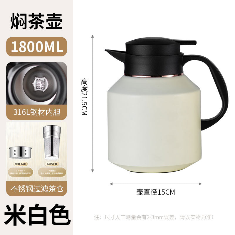 Household stew teapot 316 stainless steel 1.8l large capacity thermos bottle office dormitory tea water separation water kettle